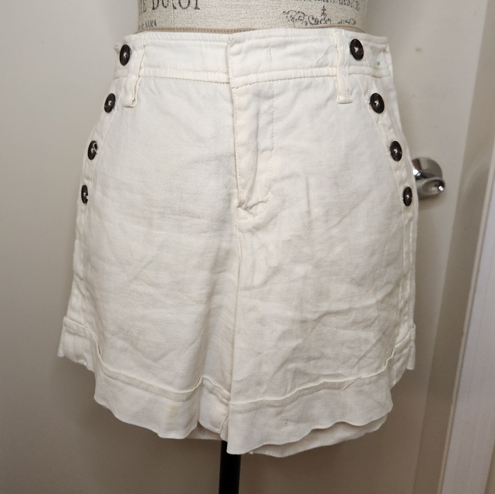 Vintage White Linen Sailor Shorts